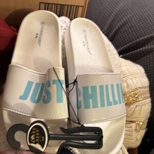 Charles Albert White Slides with Blue Text